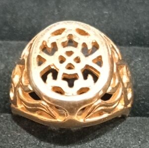 Vintage 18k Gold Fillagree Electroplate Men's Ring/Gothic Mid Evil Design